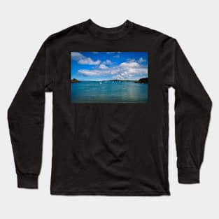 Wonderful Ocean & Clouds With Small Sailing Boats - Coastal Scenery Long Sleeve T-Shirt